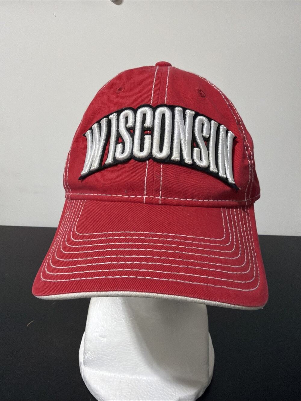 Wisconsin Badgers Hat Cap Red With Embroidered Logo Adjustable Strap The Game